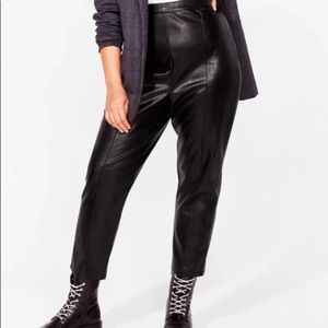 Nasty Gal Black Love Faux Leather Tapered Trousers
